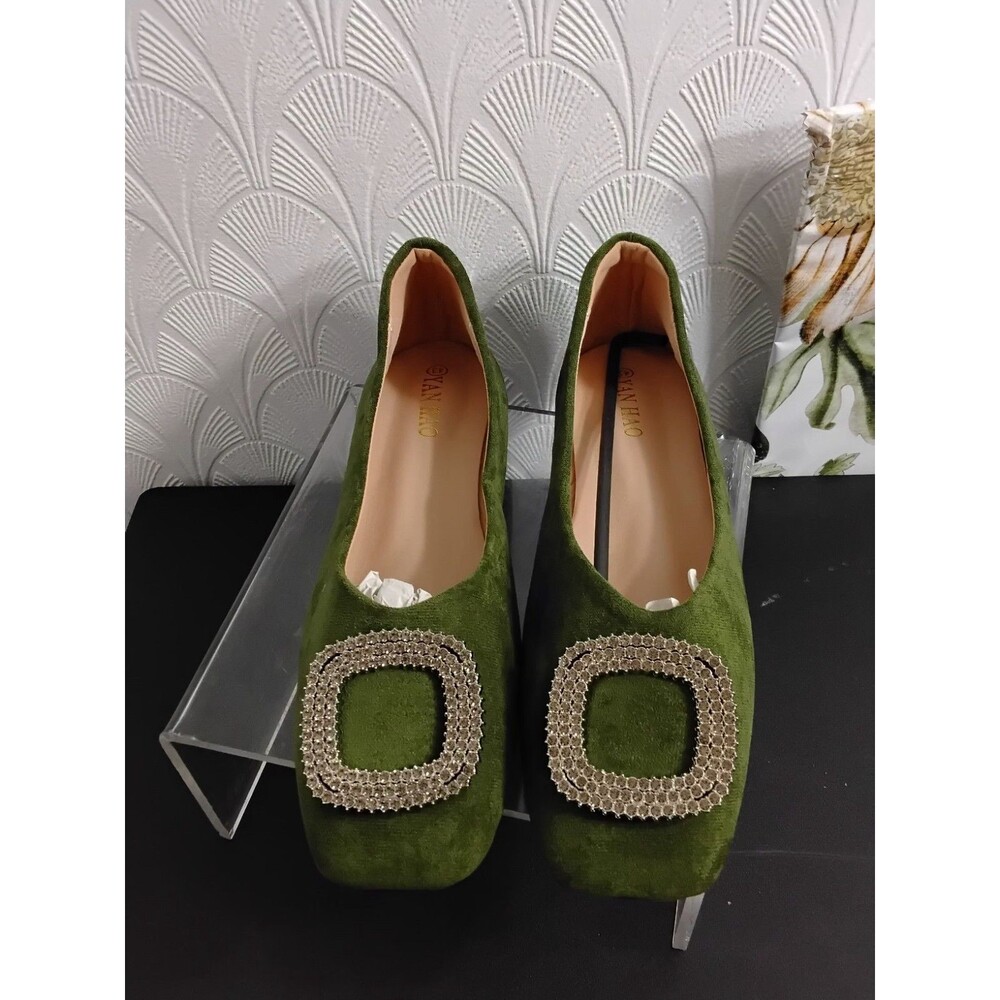 Yan Hao Women flat square toe ballet flats Size 11/43 - Picture 2 of 7